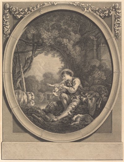 The Departure of the Courier by Jacques Firmin Beauvarlet after François Boucher