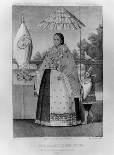 Inca princess, national costume, 1852 by Jacques Francois Gauderique Llanta
