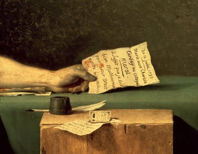 The Death of Marat (detail) by Jacques Louis David