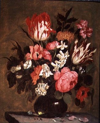 Flowers in a Glass Vase by Jacques de Claeuw