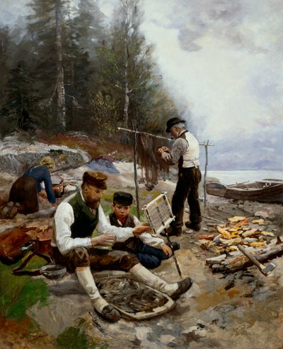 Fishermen at the Beach by Jahn Ekenaes