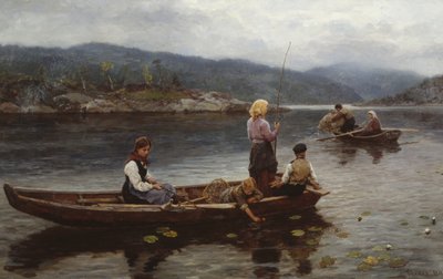 People fishing at the lake by Jahn Ekenaes