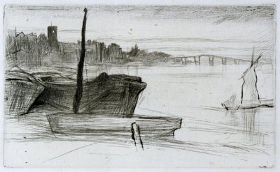Chelsea Bridge and Church by James Abbott McNeill Whistler