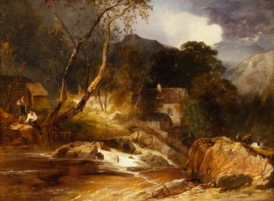 Boys Fishing by a Watermill by James Baker Pyne