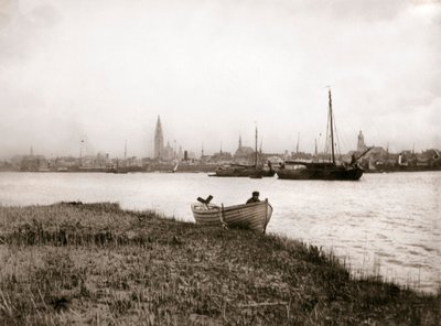 Rowing boat by a canal, Rotterdam by James Batkin