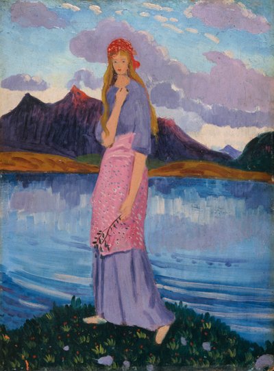 Girl Standing by a Lake by James Dickson Innes