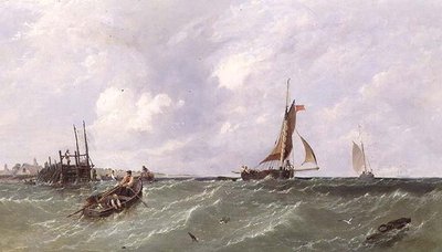 Fishermen laying Lobster Pots by James Edwin Meadows
