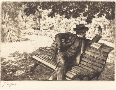 Denoisel Reading in the Garden by James Jacques Joseph Tissot