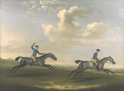 Two racehorses being exercised by James Seymour