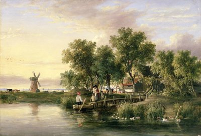 A Sunlit Norfolk River landscape by James Stark