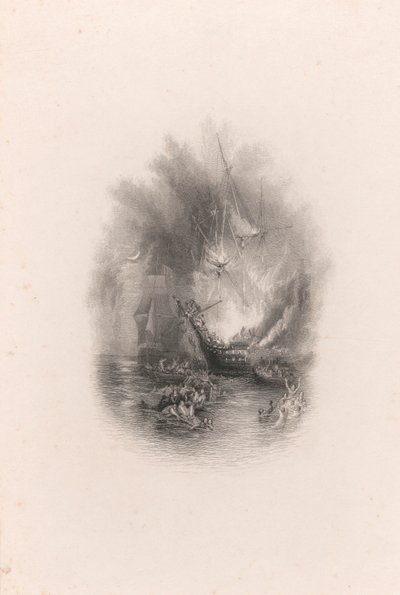 Fire at Sea (vignette) by James T. Willmore