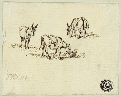 Horse and Mules Grazing by James Ward