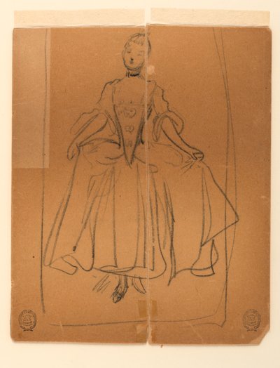 Sketch of Woman in Period Costume by James Wells Champney