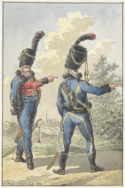 Two Standing Soldiers by Jan Anthonie Langendijk Dzn