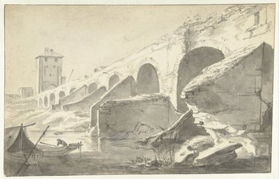 Ponte Molle in Rome (?) by Jan Asselijn