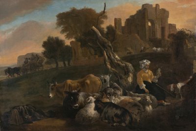 Landscape with Shepherdess by Jan Baptist Weenix