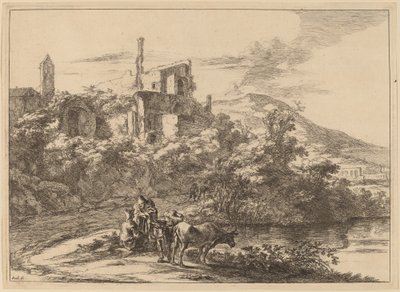 Two Cows near the River at Tivoli by Jan Both