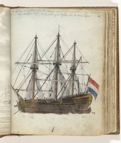 East Indiaman at Anchor by Jan Brandes