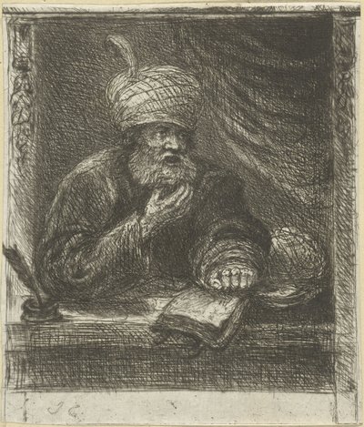 Man with Turban at a Writing Desk by Jan Chalon