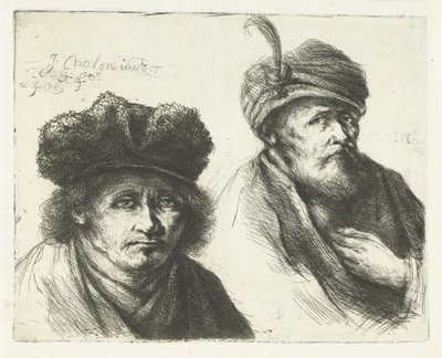 Two Men, with Hat and Turban by Jan Chalon