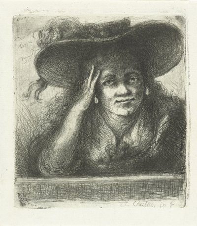 Woman with Large Round Hat by Jan Chalon