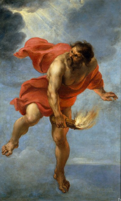 Prometheus carrying fire by Jan Cossiers