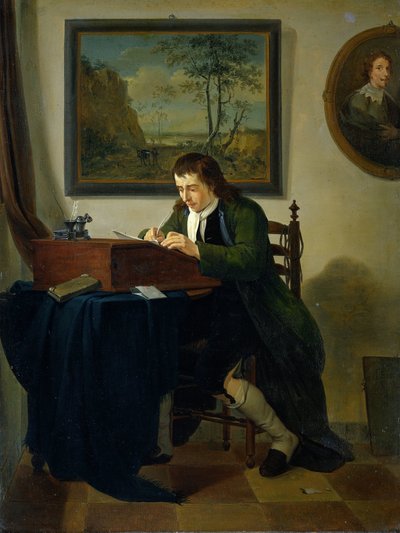 A Man Writing at his Desk by Jan Ekels (II)