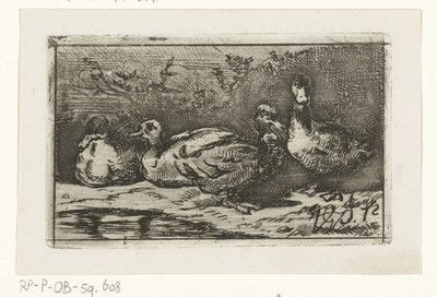 Four Ducks by the Waterside by Jan Gerard Smits