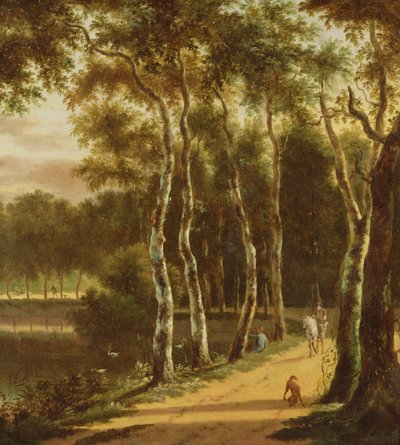 An Avenue of Birches Beside a River by Jan Hackaert