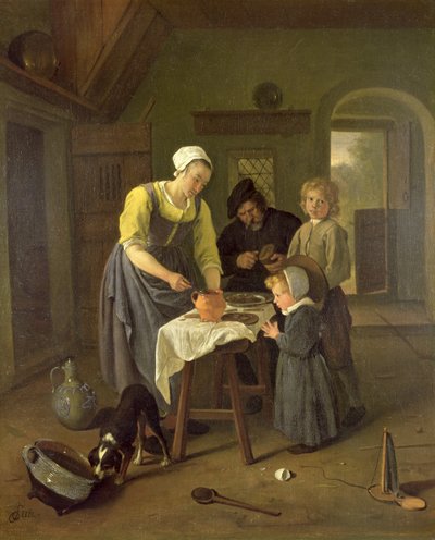 Peasant Family at Mealtime by Jan Havickszoon Steen