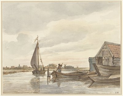 Several Boats on a Ditch by Jan Hulswit