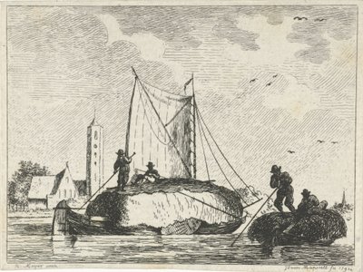 Two Hay Barges by Jan Izaak van Mansvelt