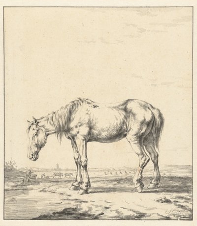 Old Horse Standing by Water by Jan Kobell (II)