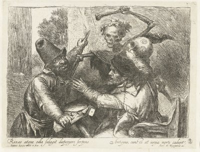 Quarreling Card Players and Death by Jan Lievens