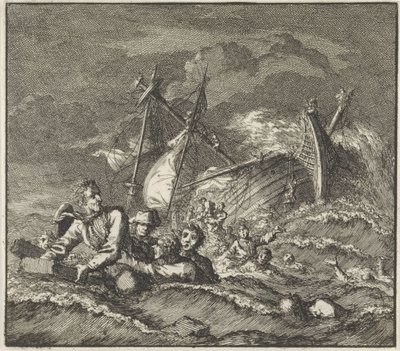 Emblem: Shipwreck Shipwreck with Castaways by Jan Luyken