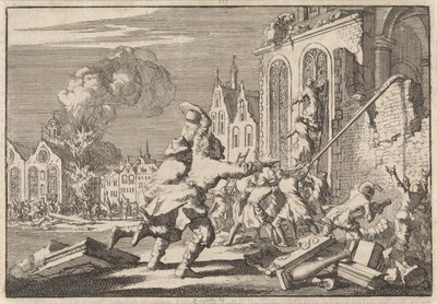 Destruction of Catholic Chapels in London, 1688 by Jan Luyken