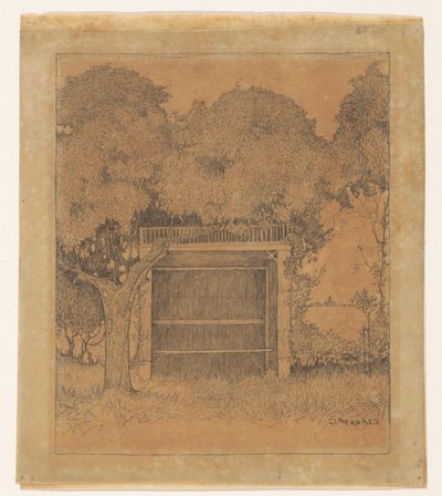 Garden Pavilion under Two Trees by Jan Mankes (signed by artist)