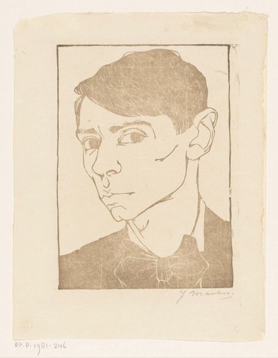 Self-portrait with Bow Tie by Jan Mankes (signed by artist)