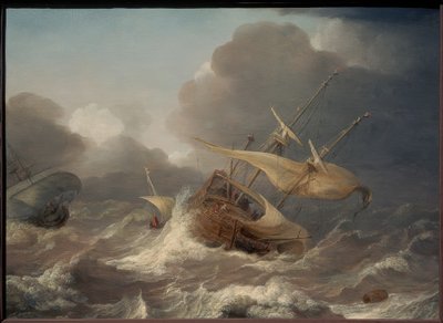 Dutch Ships in a Storm by Jan Porcellis