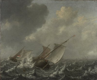 Vessels on a Choppy Sea, 1620s by Jan Porcellis