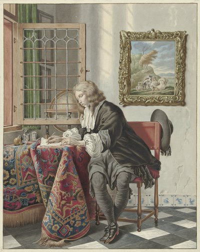 Young Man Writing at a Window by Jan Stolker