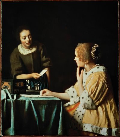 Lady with Maid and Letter by Jan Vermeer van Delft