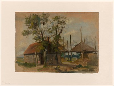 Farmhouse with Two Haystacks by Jan Weissenbruch