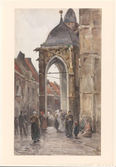 Churchgoers Outside a Church by Jan de Jong