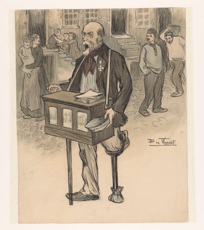 Old General as Street Musician by Jan de Waardt (signed by artist)