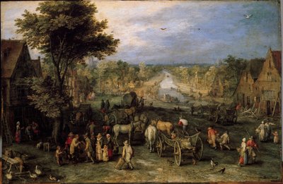 Village with Carts by Jan the Elder Brueghel