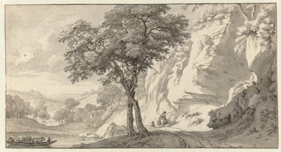 Mountain Landscape with a Ferry by Jan van Aken