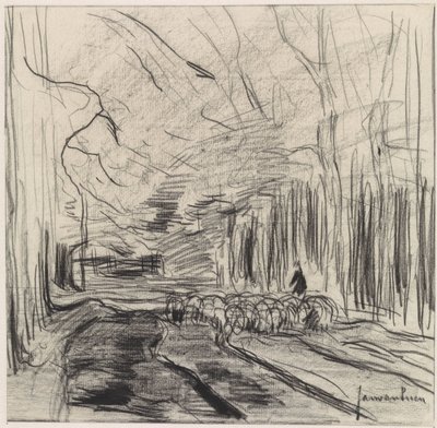 Flock of Sheep in a Forest by Jan van Essen