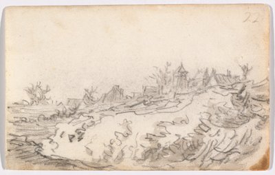 Village on Sunny Hillside by Jan van Goyen