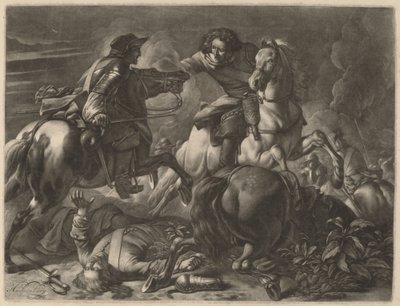 Two Fighting Horsemen by Jan van Huchtenburgh